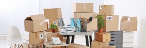 Boxes and storage in a office